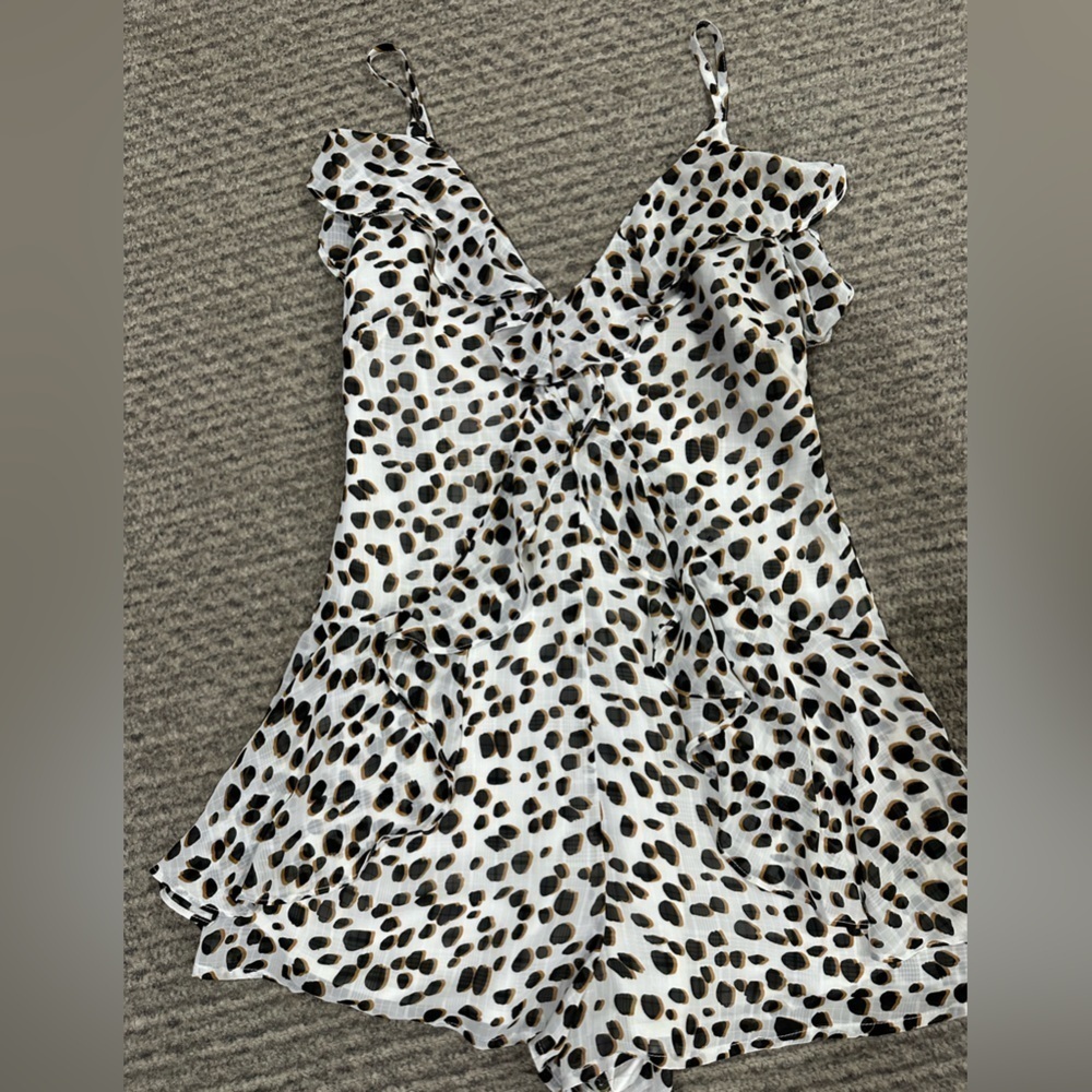 ANGEL BIBA Leopard Romper with adjustable spaghetti straps, EUC!